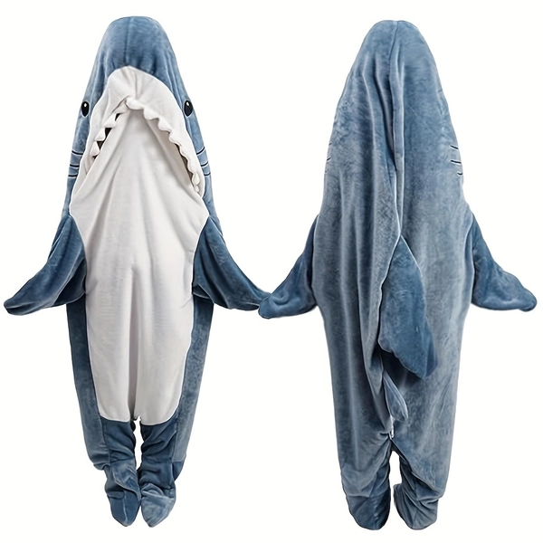 Shark Costume Hoodie & Sleeping Bag in One - Soft Flannel Shark Blanket with Hood, Machine Washable Blue Shark Outfit with White Paws & Fins, Cozy Bedtime Wear for Themed Parties, Sleepovers, and Everyday Play - Shark-Themed Bedding Accessory for Adults &, Contemporary Style with Shark Face Design, Snug Fit for and Sleep, Fun Shark-Themed Wearable Blanket, Tumbler, Halloween Cup, Curtains Blockout, Thermal Mug, Insulating Curtains, Tumblers, Thermal Water Bottle, Drinks,
