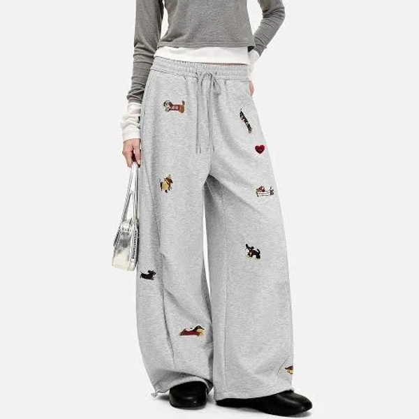 Aelfric Eden Embroidery Dog Baggy Barrel Sweatpants
