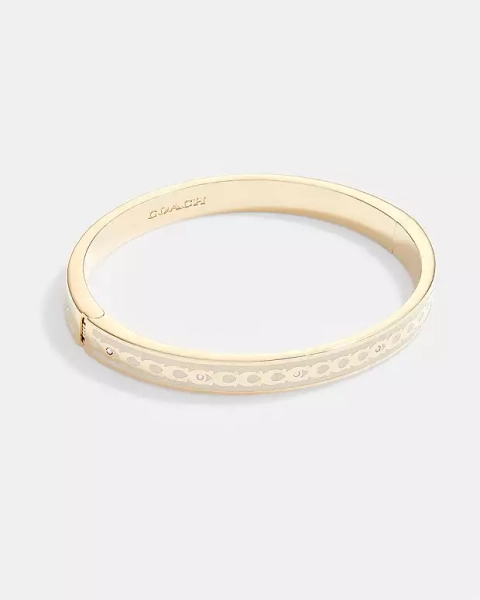 Gold/Chalk 6 Mm Signature Enamel Bangle