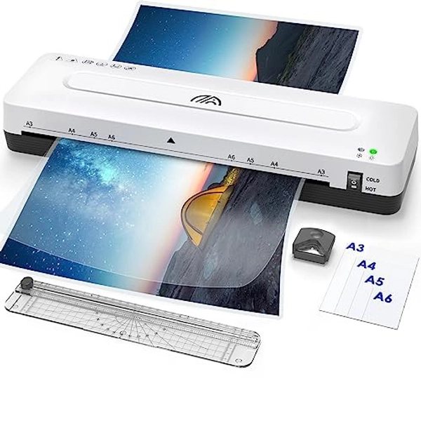 Laminator Machine 13Inch Laminating Machine - A3 Lamination Machine with 30 Laminating Pouches, Cold and Thermal Laminator Kit with Paper Cutter and Corner Rounder for Office Home School Use
