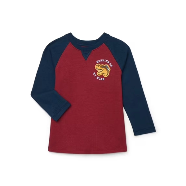 Garanimals Toddler Boys Textured Raglan Tee with Long Sleeves, Sizes 18M-5T