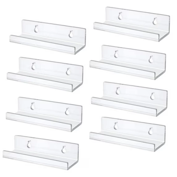 Mawalde Clear Vinyl Record Shelf Wall Mount 8 Pack,Acrylic Album Record Holder Display,Vinyl Record Shelf Stand