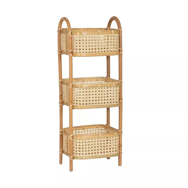 Linon Kacey 3-Tier Rattan Arch Basket Shelves | Dorm room storage, Dorm room inspiration, Basket shelves