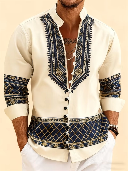 New men's long sleeved shirt with gold 3D animal printing technology, fashionable patterns, luxurious shirt style - AliExpress 200000343