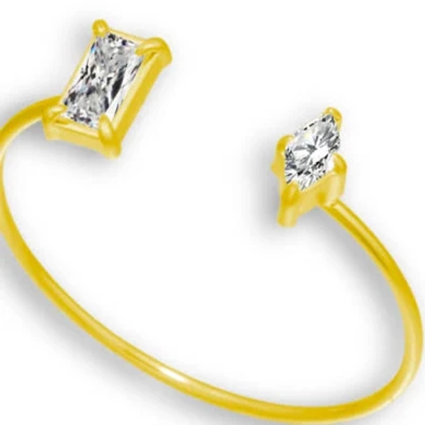 18K Gold Plated Stainless Steel Waterproof Two of A Kind Ring