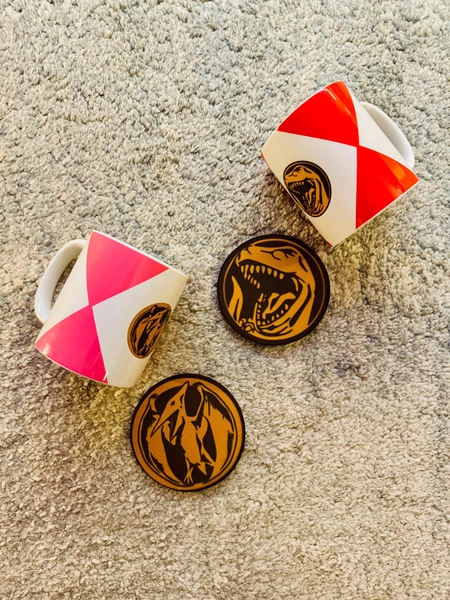 MIGHTY MORPHIN MUG - Power Rangers mug & power coin coaster set - Choose your Ranger!
