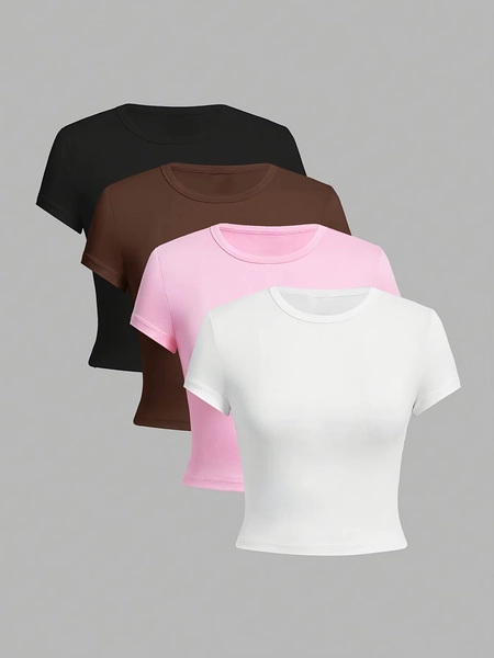 Women's 4-piece set, milk silk casual women's T-shirt, new style - AliExpress 200000345