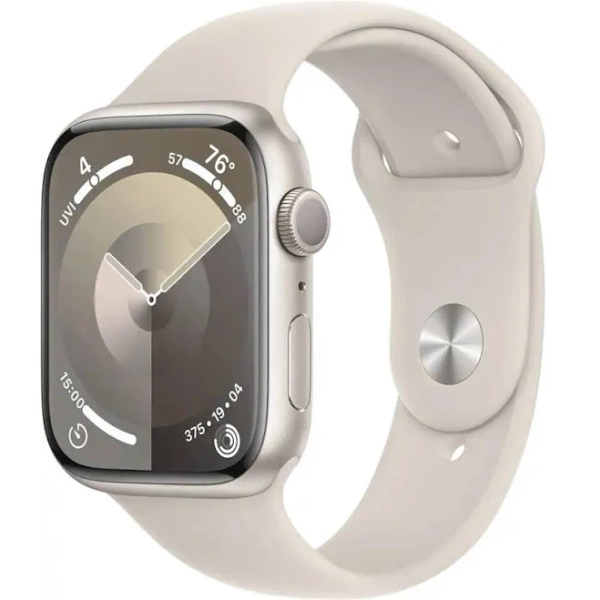 Apple Watch Series 9 GPS 45mm Aluminum Case with Starlight Sport Band (Small/Medium) - Starlight