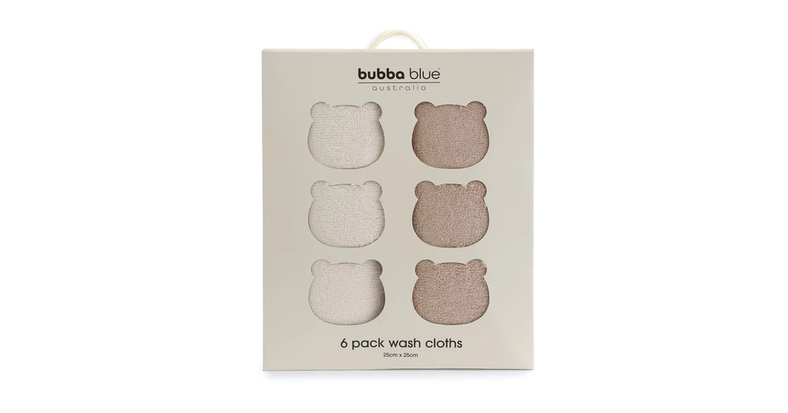 Bubba Blue Sundae Face Washer 6 Pack Chestnut | Baby Bunting AU