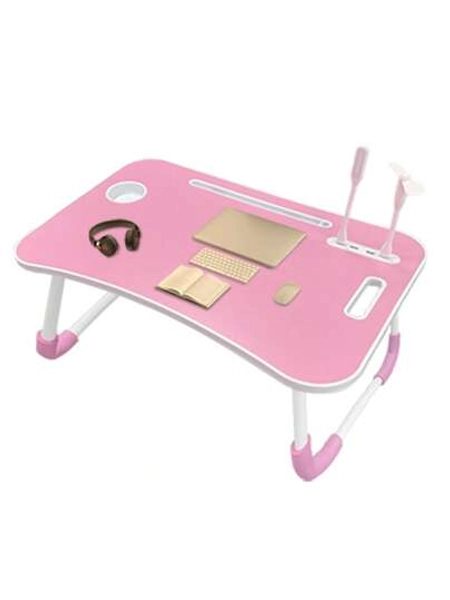 Large Portable Laptop Bed Table Folding Table, Computer Table - Multifunctional Tray Stand With Cup Holder And Drawer, USB, Fan And Light - Ideal For Eating, Reading And Writing In Bed, On The Sofa, On The Floor - Stable, Durable And Foldable