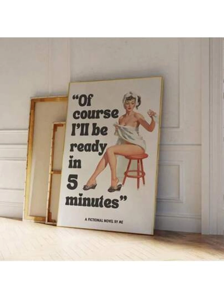 1pc Black And White Bathroom Bedroom Print Girly Retro Funny Prints Getting Ready Pin Up Wall Decor Living Room Bedroom Home Decor No Frame