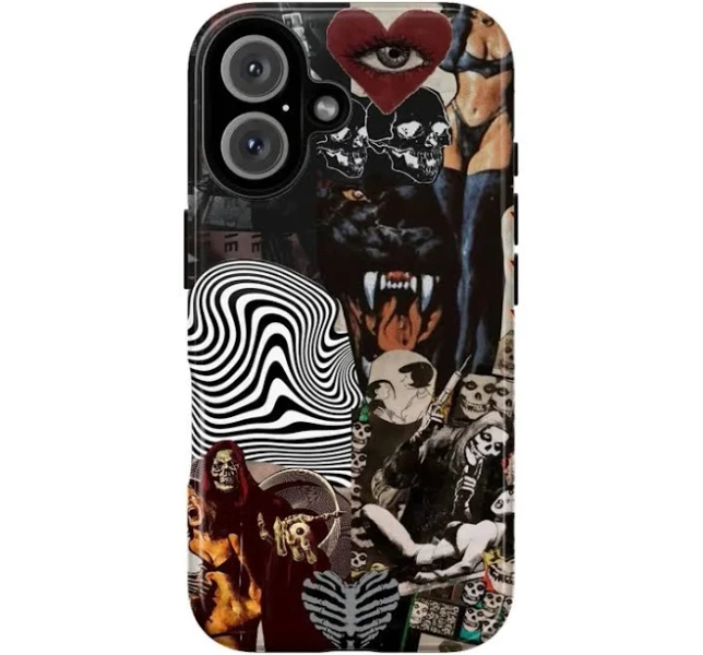 Edgy Dark Aesthetic – Grunge Collage Phone Case | Bold and Unique Designs for iPhone, Gift | for iPhone 16 15 14 13 12 11 SE Max Pro - Samsung Galaxy