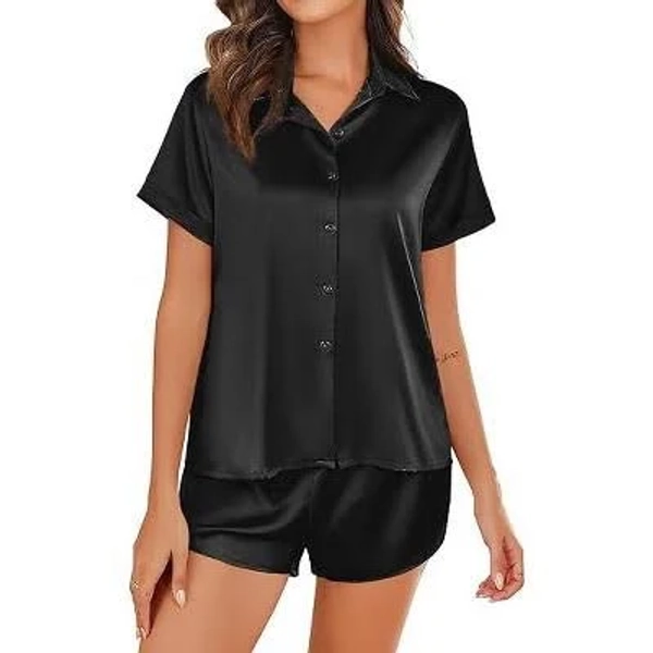 Ekouaer Women's Silk Short Sleeve Button Down Pajama Set