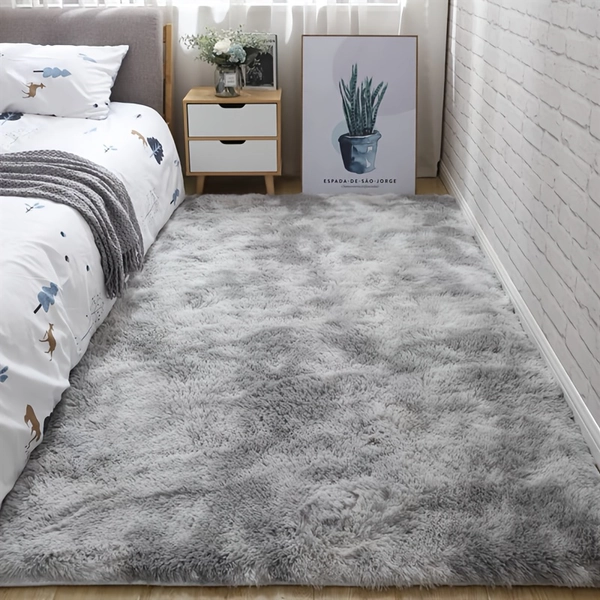 Cross-border Tie-dye Gradient Color Nordic Long Hair Carpet Bedroom Bedside Blanket Living Room Coffee Table Internet Celebrity Ins Style Bed End Blanket Long Hair Tie-dye Carpet