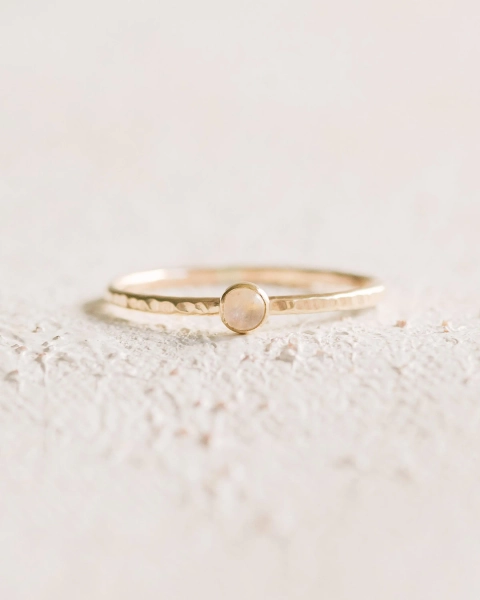 Rainbow Moonstone 3mm Ring 14K Gold Filled R1351