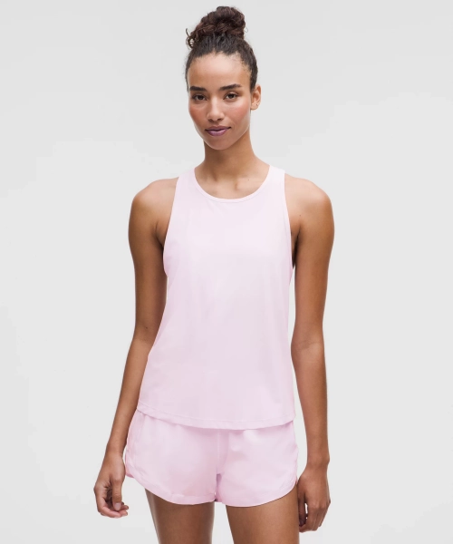 Ruched Racerback Tank Top - Pink Organza - XXXS