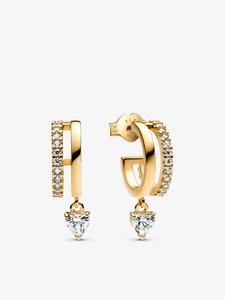 Dangling Heart Hoop Earrings