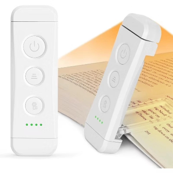 Link Clip On LED Book Light For Reading In Bed Flexible Head Portable Rechargeable Multiple Lighting Colors & Brightness For Adults & Kids - White