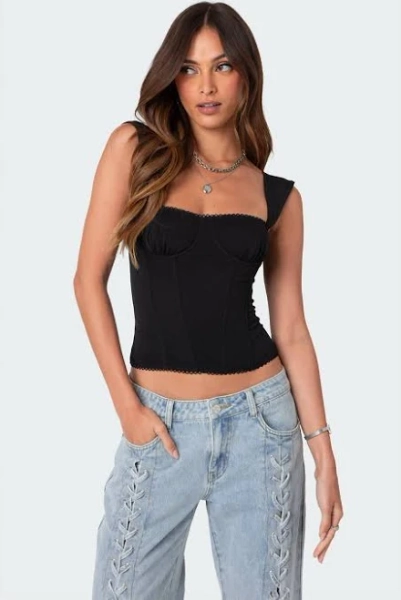 Edikted Women's Marcella Wide Strap Mesh Corset