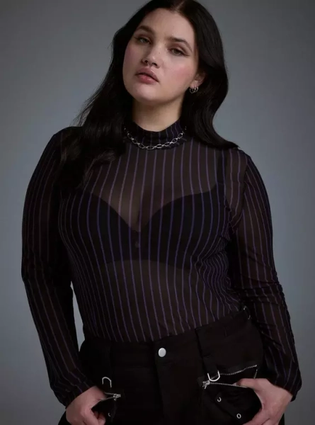 Nightfall Mesh Mock Neck Top