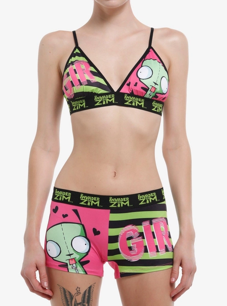 Invader Zim GIR Stripe Bra & Boyshort Panty Set