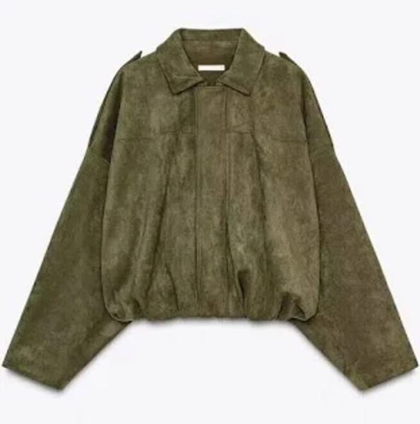 Woman Zara Suede Effect Bomber Jacket