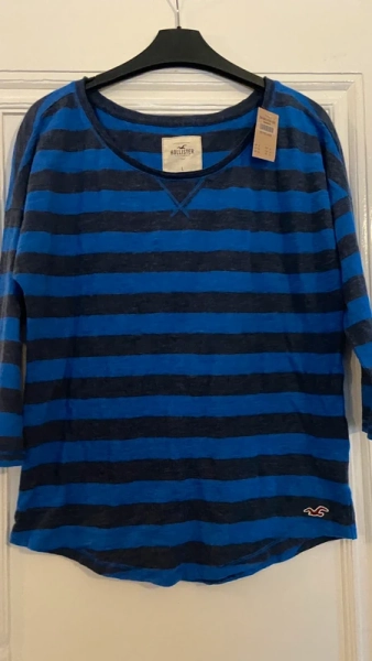 Hollister Blue Stripped Top Size 12 Large / New