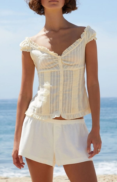 Yellow Embroiderd Elena Top