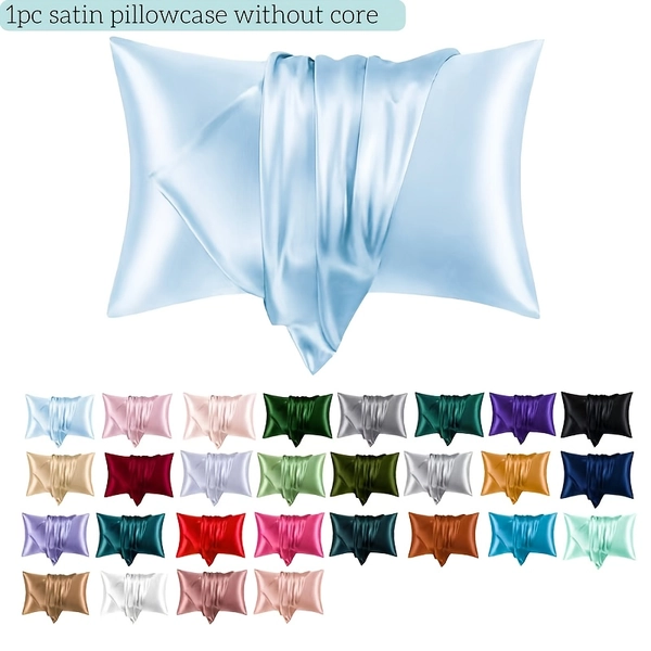 1pc Popular Classic Color Comfortable Satin Pillowcase - Envelope Mouth - Good For Skin And Hair