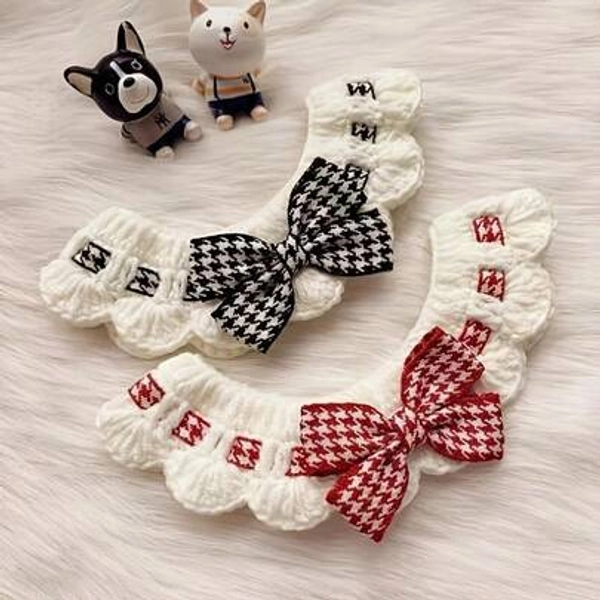 Easter Houndstooth Pet Scarf, Suitable For Cats, Small To Medium Dogs And Rabbits. Available In Multiple Colors And Sizes. Plaid Bow Pet Scarf, All-Season Photo Prop. Soft, Breathable And Washable - Size L