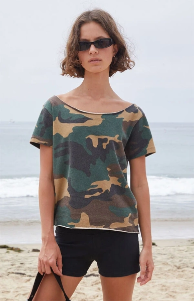 Robyn Camo Off-The-Shoulder Top