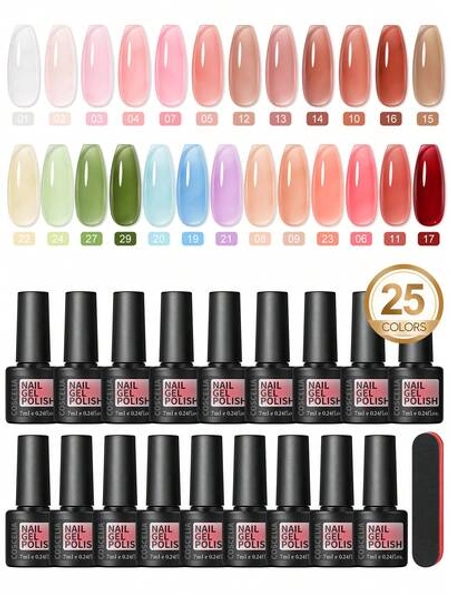 coscelia Cosecelia 40Pcs Gel Nail Polish Set 35 Colors Gel Nail Polish Red Pink Green Glitter Purple Soak Off UV Gel Polish With 5Pcs Golden Glitter/Silver Glitter/Matte/Glossy Top Base Coat DIY Home