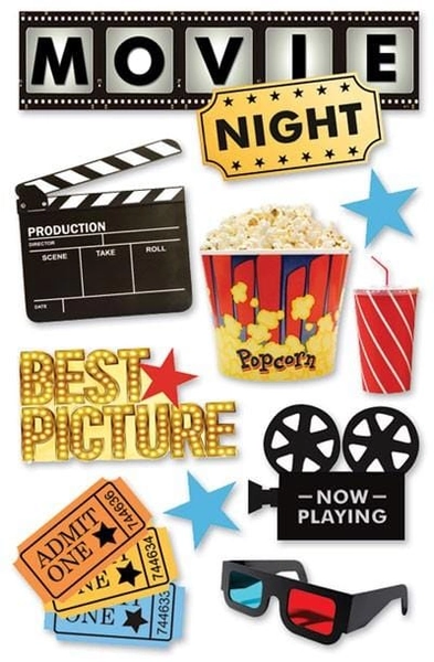 Scrapbook Stickers - 3D Movie Night