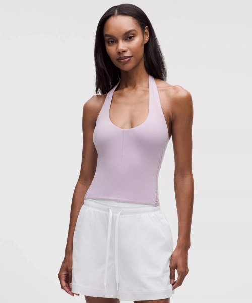 Wundermost Ultra-Soft Nulu Halter Tank Top - Lilac Play - L