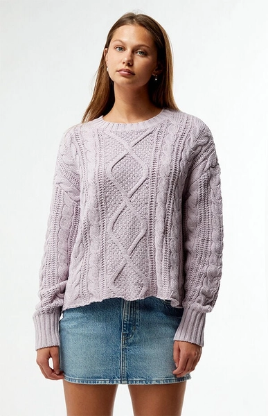 Violet Cable Knit Boxy  Sweater