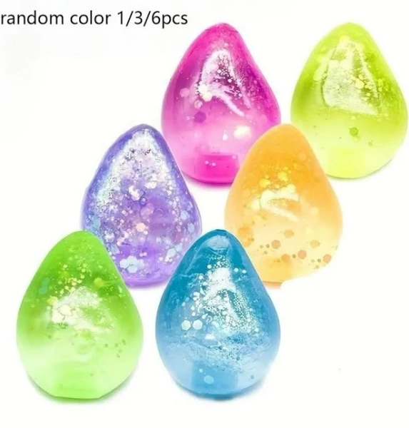 Colorful Crystal Simulated Water-Drop Squishy Toys, Soft & Fun Squeezable Toys, Ideal for Desk Decor & Classroom Rewards, Great Gifts Sticker Book