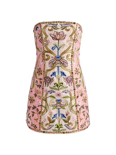 ALICE + OLIVIA Katia Embellished Floral-Embroidered Strapless Minidress | Saks Fifth Avenue