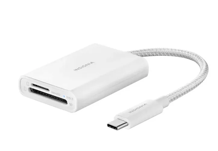 Insignia™ - USB-C-to-SD/microSD Dual-Slot Card Reader - White