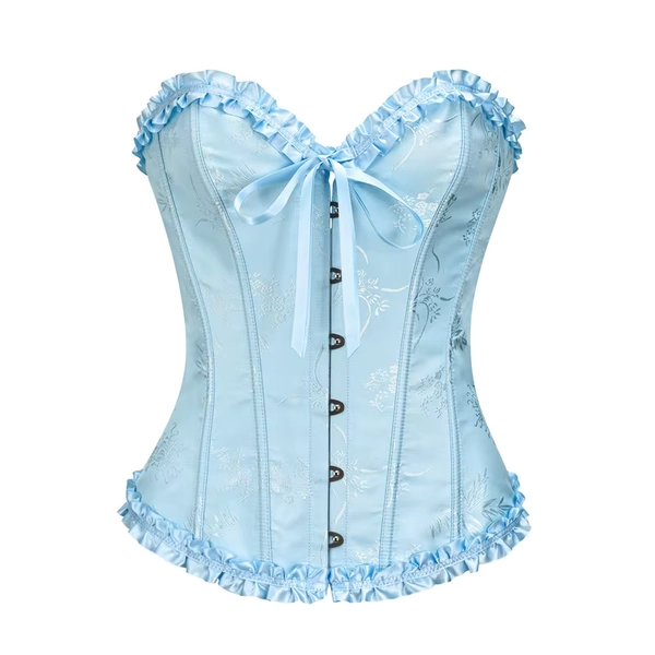 Yellow Jacquard Ruffled Trim Boned Sexy Overbust Push Up Bustier Top Corset Mujer Slimming Corsets For Women Sexy Gothic Clothes - AliExpress 