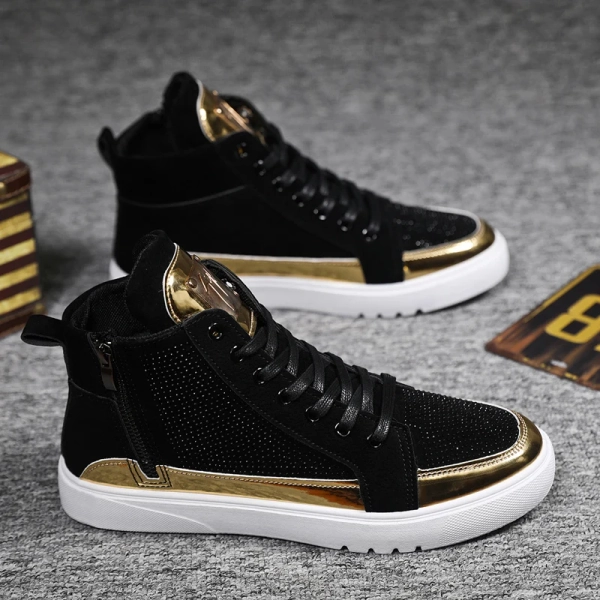 Spring and Autumn New Men Casual Shoes Non-slip Breathable Shoes Gold Sneaker High Top Leather Shoe Outdoor Big Size 45 46 47 48 - AliExpress 322