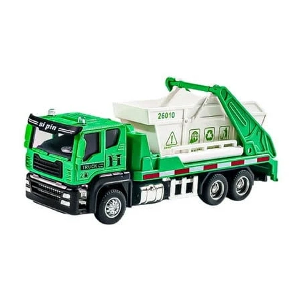 Inertial Alloy Engineering Vehicle Toy Set - Excavator, Crane, Bulldozer & Tanker Truck - Durable Alloy & ABS Construction, Compact Size (16x6.5x5cm)