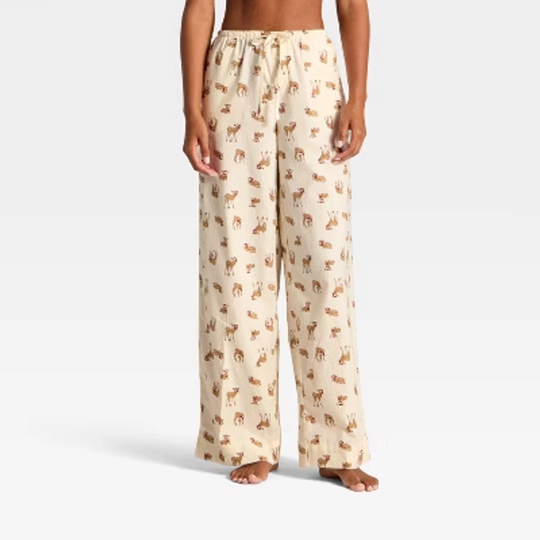 Women's Pajama Pants - Wild Fable™ Cream Deer XL