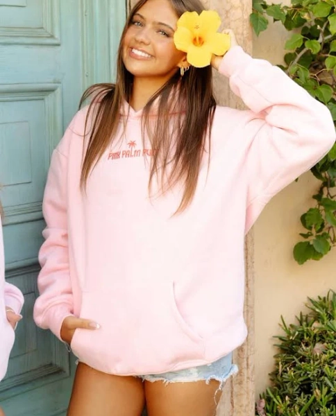 Pink Palm Puff Hoodie