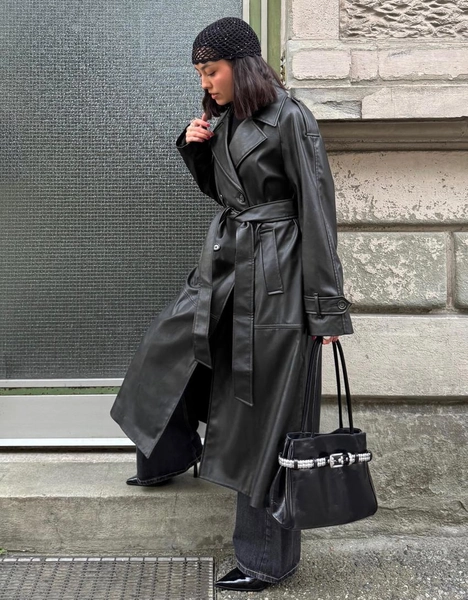 Trench-coat en similicuir