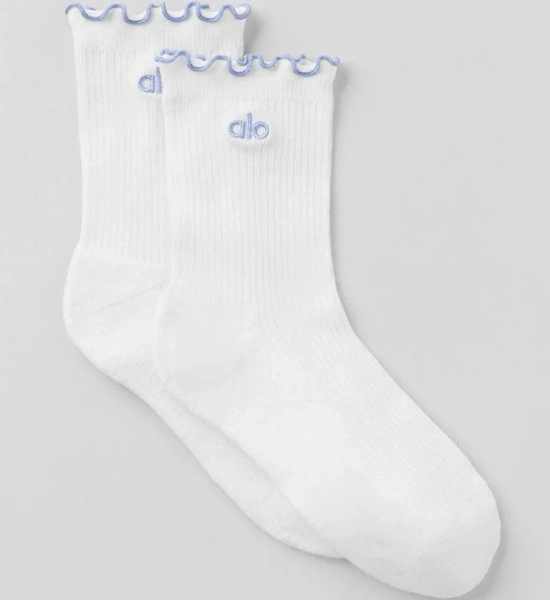 Alo Yoga Lettuce Edge Socks - White/winter Frost