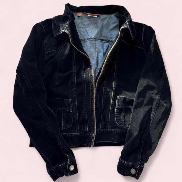 Lee Jeans "One True Fit" zip-front trucker velvet...