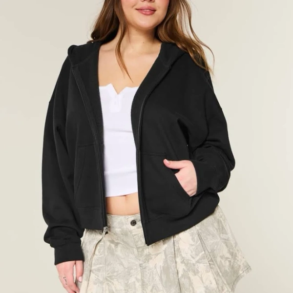 Hollister Women's Oversized Zip-Up Hoodie