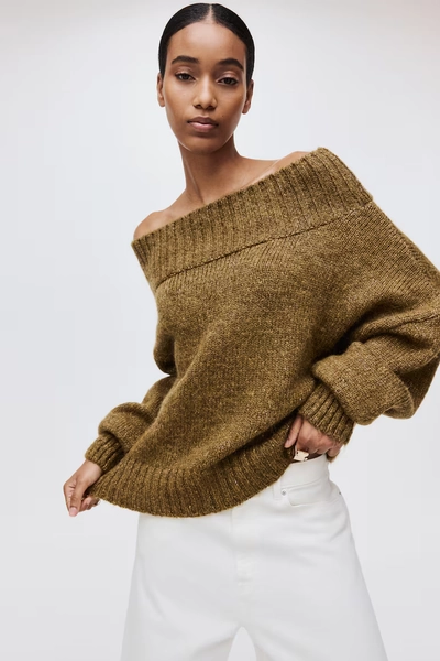 One-Shoulder Sweater - cream