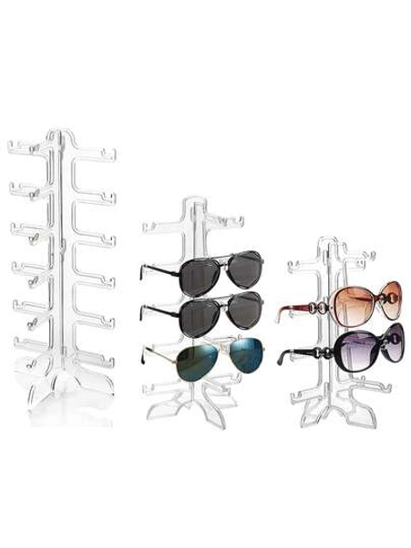Présentoir de lunettes de haute qualité en plastique transparent, support d'affichage pour lunettes, peut ranger plusieurs paires de lunettes - Taille Support à 3 couches 1 pièce