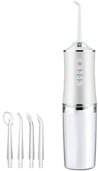Monddouche - Water flosser - Elektrische waterflosser draadloos- Draagbare waterflosser - Tandsteen Verwijderaar - 3 Standen - 4 Opzetstukken - Lange batterijduur - Tandenreiniging en mondverzorging - Unisex - Cadeau voor dames - Wit